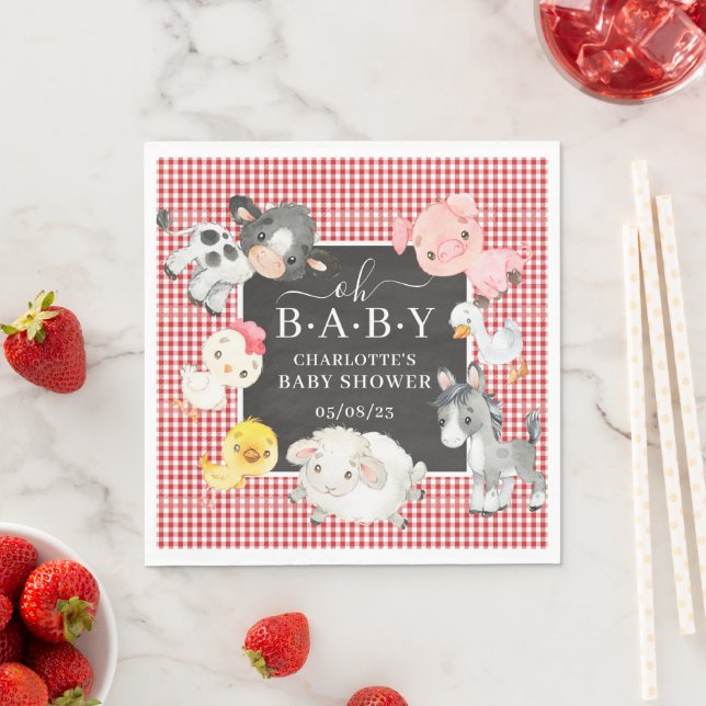 Farm Animals Baby Shower Napkins (Insitu)