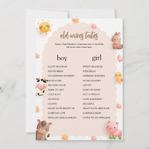 Farm Animals Baby Shower Old Wives Tale Game Card