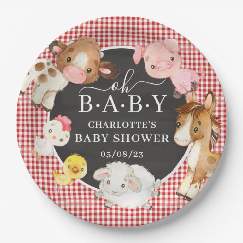 Farm Animals Baby Shower Paper Plates