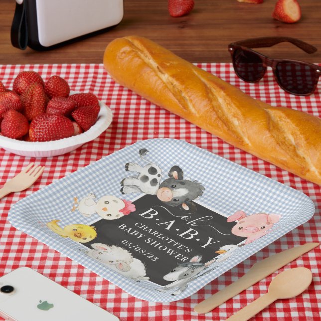 Farm Animals Baby Shower Paper Plates (Picnic)