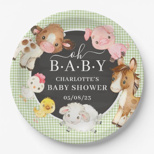 Farm Animals Baby Shower Paper Plates