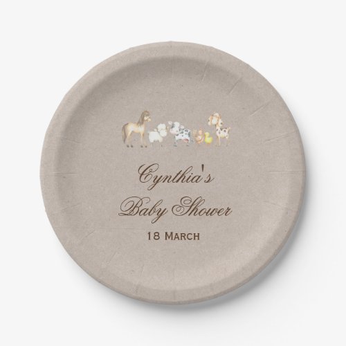 Farm Animals Baby Shower Paper Plates