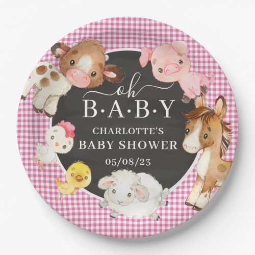 Farm Animals Baby Shower Paper Plates