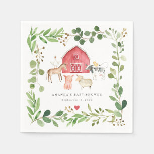 Farm Animals Baby Shower Party Paper Napkins