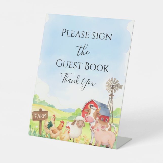 Farm Animals Baby Shower Table Sign (Front)