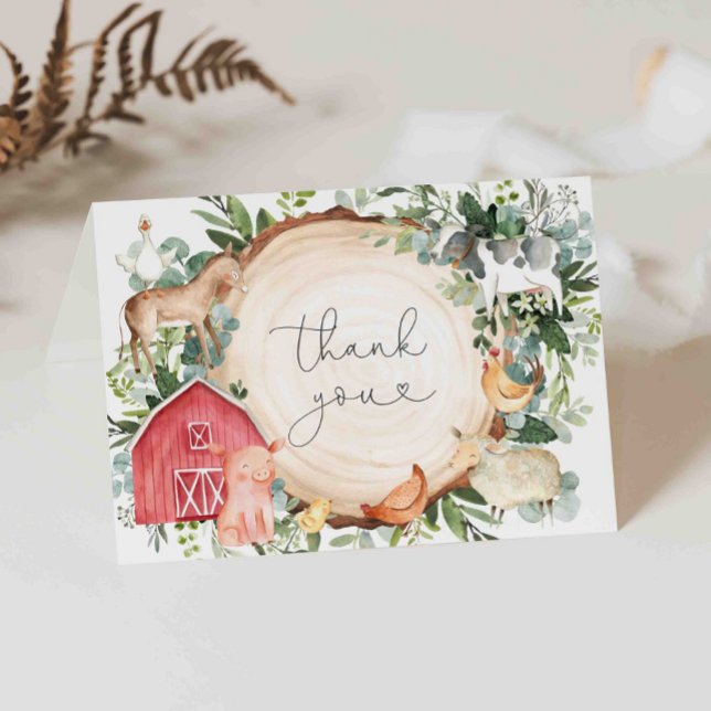 Farm Animals Baby Shower Thank You Card (Creator Uploaded)