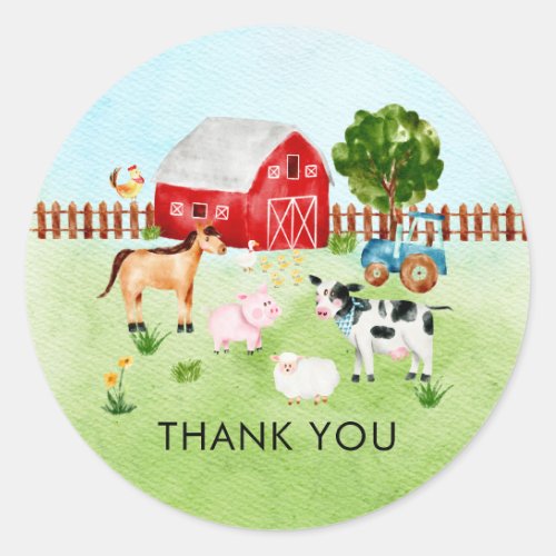 Farm Animals Baby Shower Thank You Favor Sticker