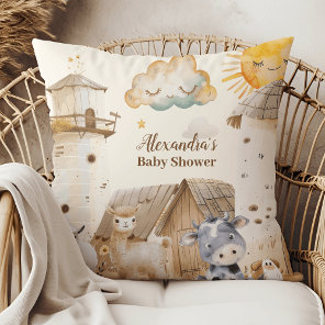 Farm Animals Baby Shower Throw Pillow