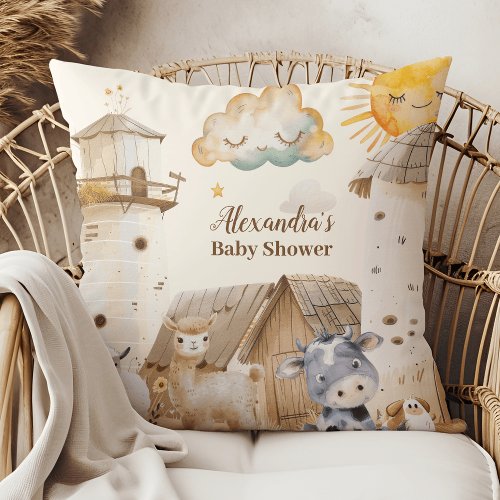 Farm Animals Baby Shower Throw Pillow