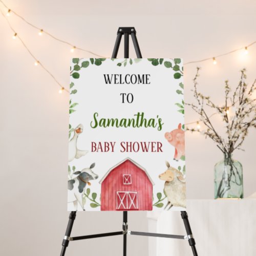 Farm Animals Baby Shower Welcome Sign