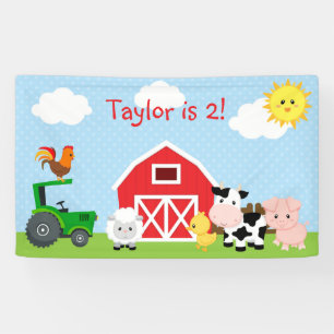 Farm Animals Backdrop / Banner (Blue for Boys)