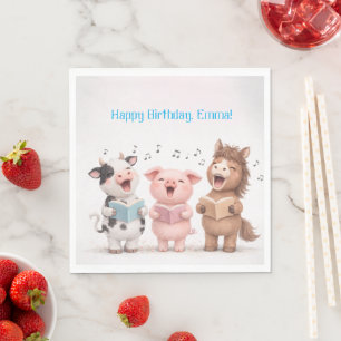 Farm Animals Band Birthday Napkins