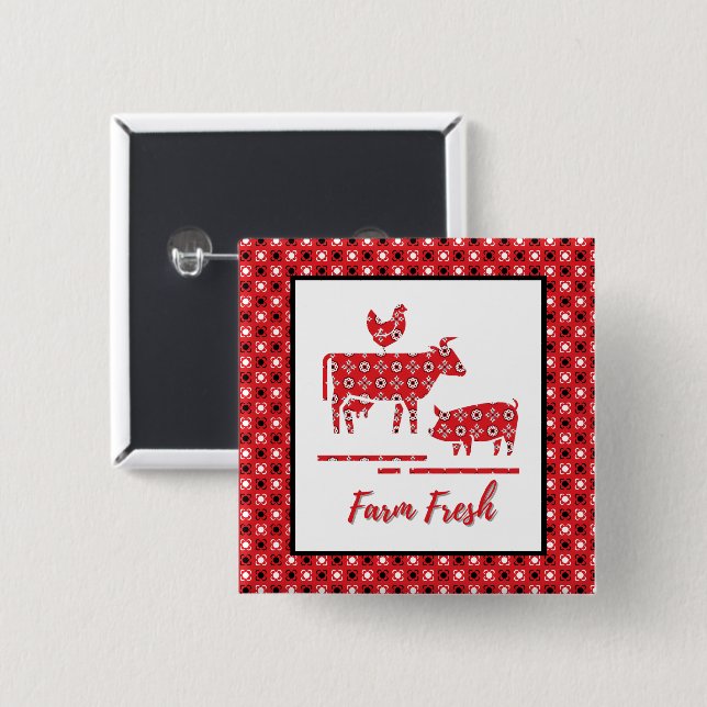 Farm Animals Bandana Print  Button (Front & Back)