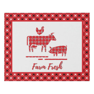 Farm Animals Bandana Print Canvas