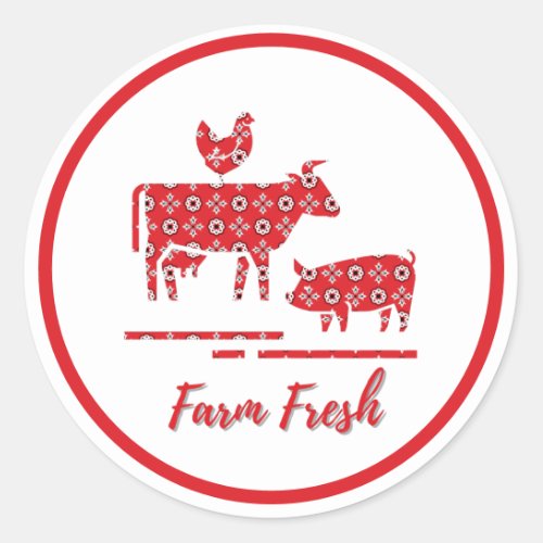 Farm Animals Bandana Print  Classic Round Sticker