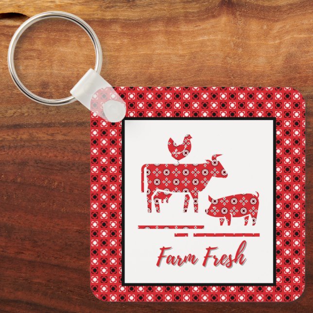 Farm Animals Bandana Print  Keychain (Front)