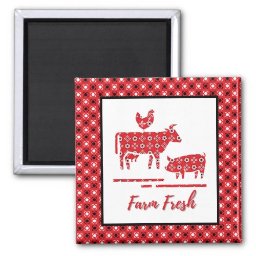 Farm Animals Bandana Print  Magnet