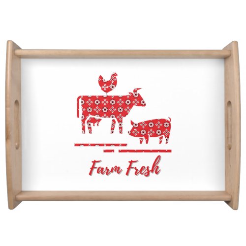 Farm Animals Bandana Print   Serving Tray