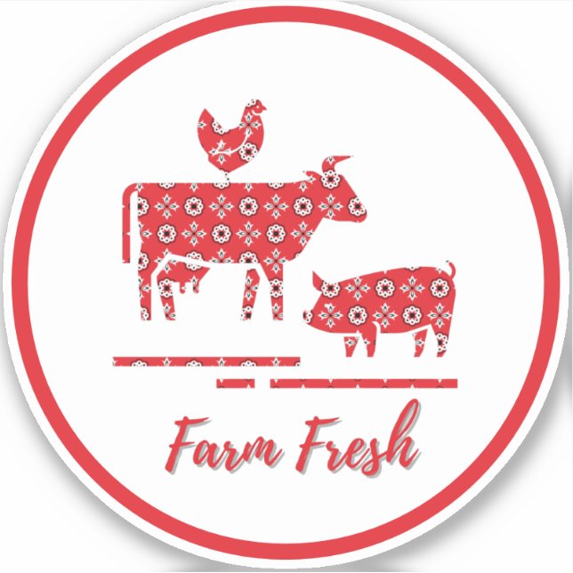Farm Animals Bandana Print Vinyl Car Decal (Front)