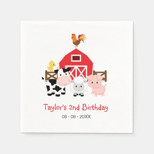 Farm Animals Banyard Birthday  Baby Shower Paper Napkins