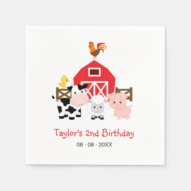 Farm Animals Banyard Birthday / Baby Shower Paper Napkins (Front)
