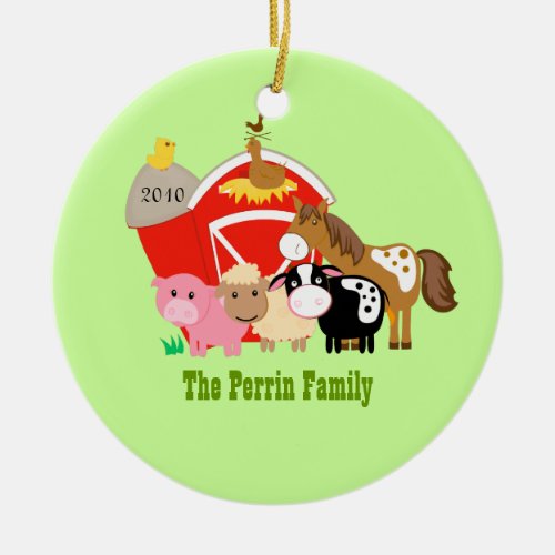 FARM ANIMALS Barn Custom Christmas Ornament