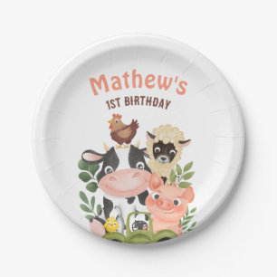 Farm animals Barnyard 1st 2nd Birthday Paper Plates