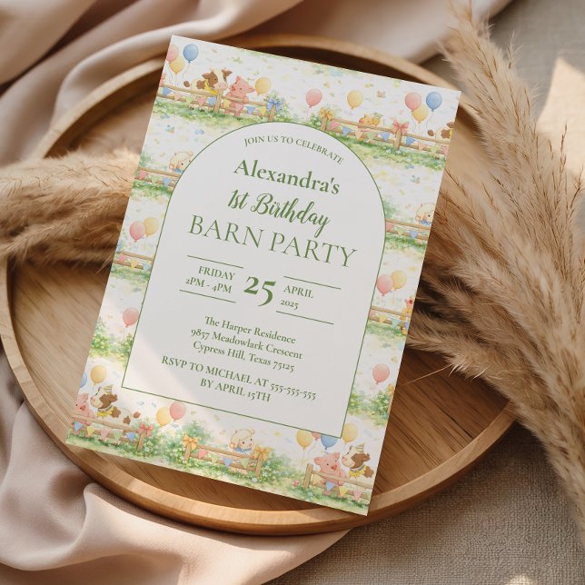 Farm Animals Barnyard 1st Birthday Invitation (Creator Uploaded)