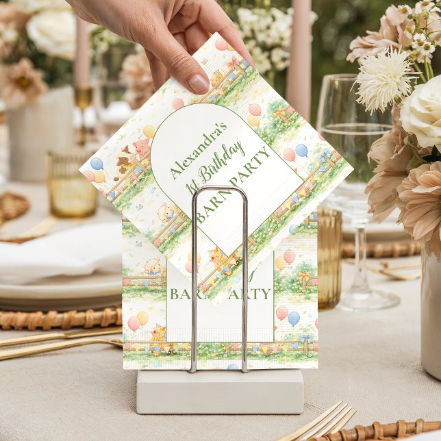 Farm Animals Barnyard 1st Birthday Napkins (Creator Uploaded)