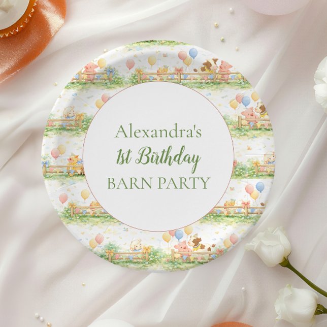 Farm Animals Barnyard 1st Birthday Paper Plates (Creator Uploaded)