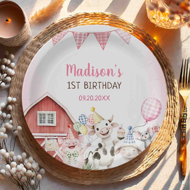 Farm Animals Barnyard 1st Birthday Paper Plates (Creator Uploaded)