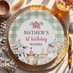 Farm Animals Barnyard 1st Birthday Paper Plates