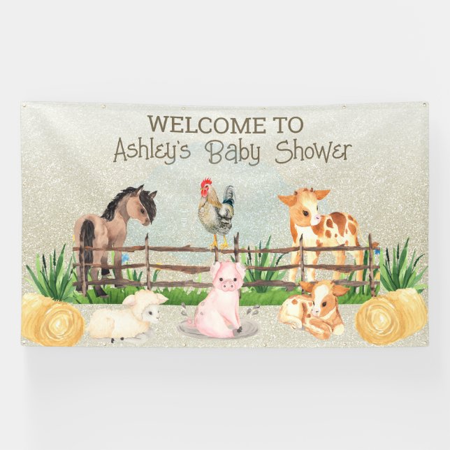 Farm Animals Barnyard Baby Shower Banner (Horizontal)