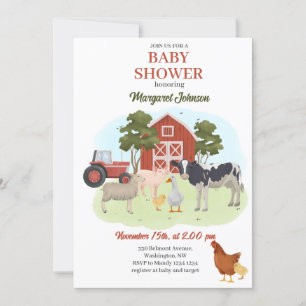 Farm Animals Barnyard Baby Shower Invitation