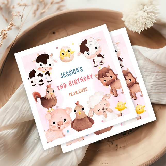 Farm Animals Barnyard Balloon Birthday Party Napkins (Creator Uploaded)