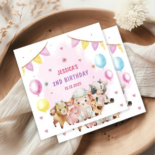 Farm Animals Barnyard Balloon Birthday Party Napkins