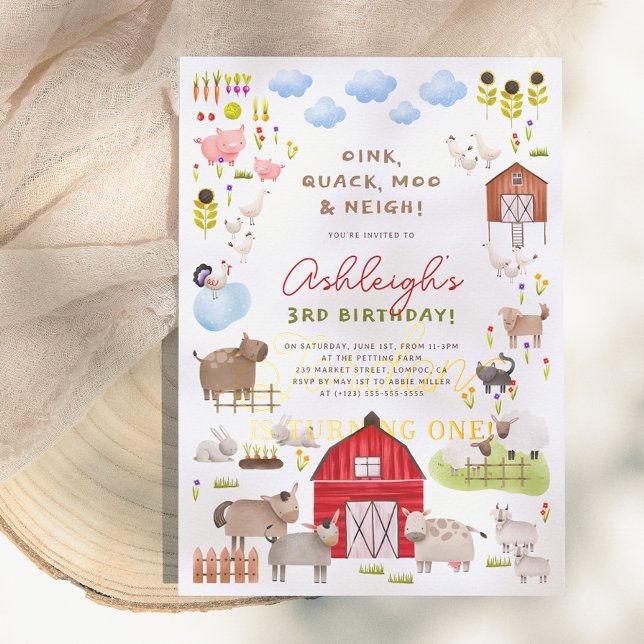 Farm Animals Barnyard Bash Birthday Party Invitation (Creator Uploaded)