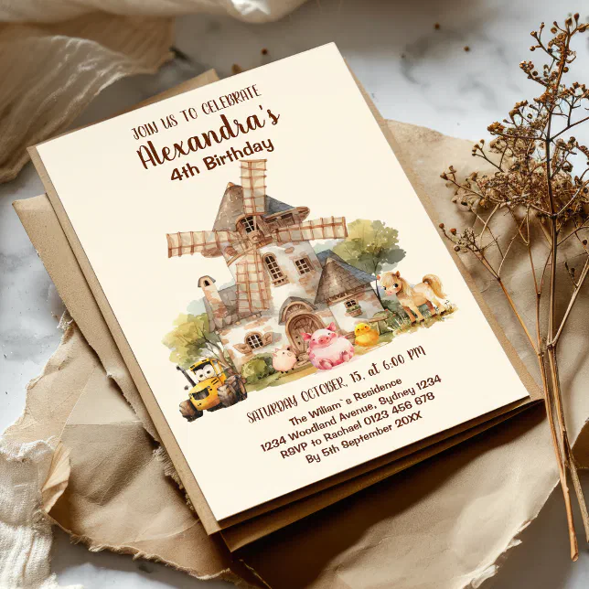 Farm Animals Barnyard Bash Ranch Birthday Party In Invitation | Zazzle