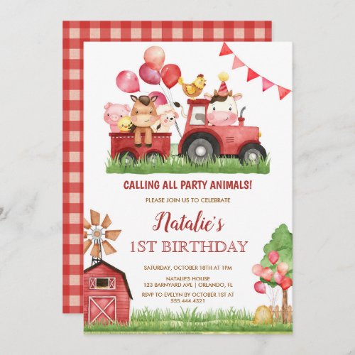 Farm Animals Barnyard Bash Ranch Birthday Party In Invitation