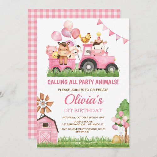 Farm Animals Barnyard Bash Ranch Birthday Party  Invitation