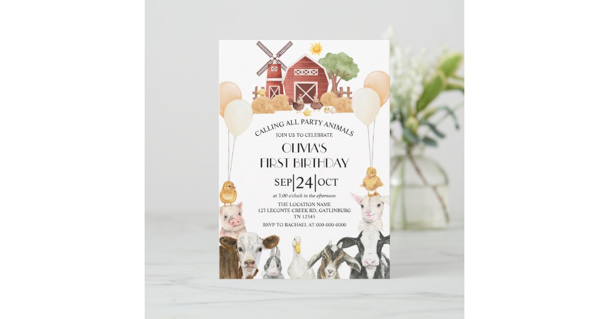 Farm Animals Barnyard Bash Ranch Birthday Party Invitation | Zazzle