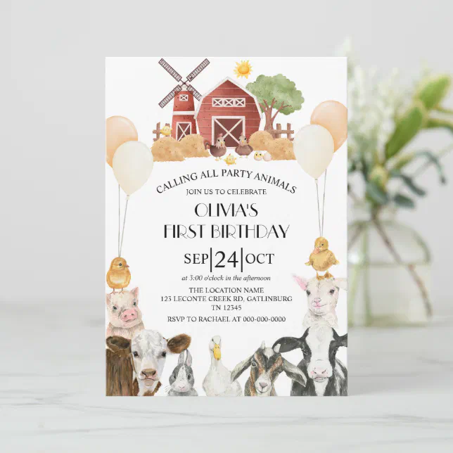 Farm Animals Barnyard Bash Ranch Birthday Party Invitation | Zazzle