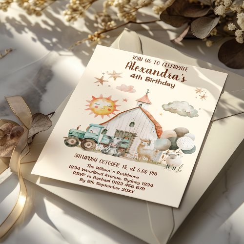 Farm Animals Barnyard Bash Ranch Birthday Party Invitation