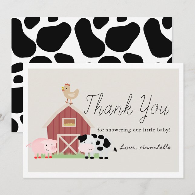 Farm Animals Barnyard Beige Baby Shower  Invitation (Front/Back)