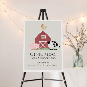 Farm Animals Barnyard Beige Birthday Welcome Foam Board