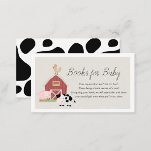 Farm Animals Barnyard Beige Books for Baby Shower Enclosure Card