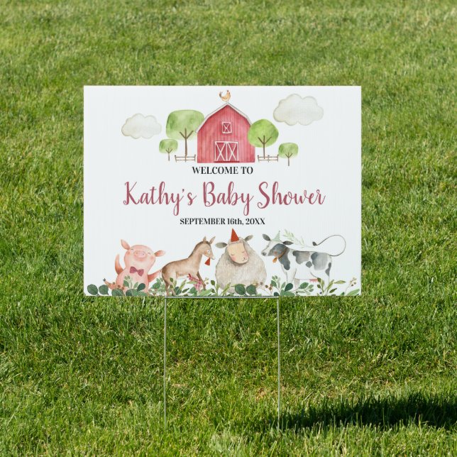 Farm Animals Barnyard Birthday Baby Shower Welcome Sign (Insitu)