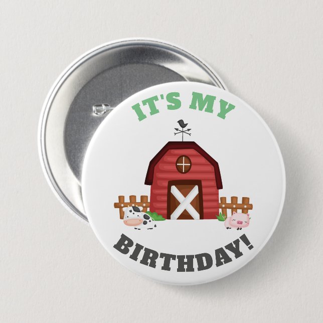 Farm Animals Barnyard Birthday Boy/Girl - GLS Button (Front & Back)