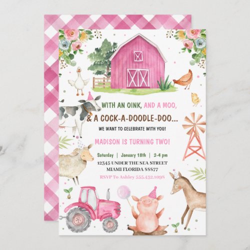  Farm Animals Barnyard Birthday Invitations