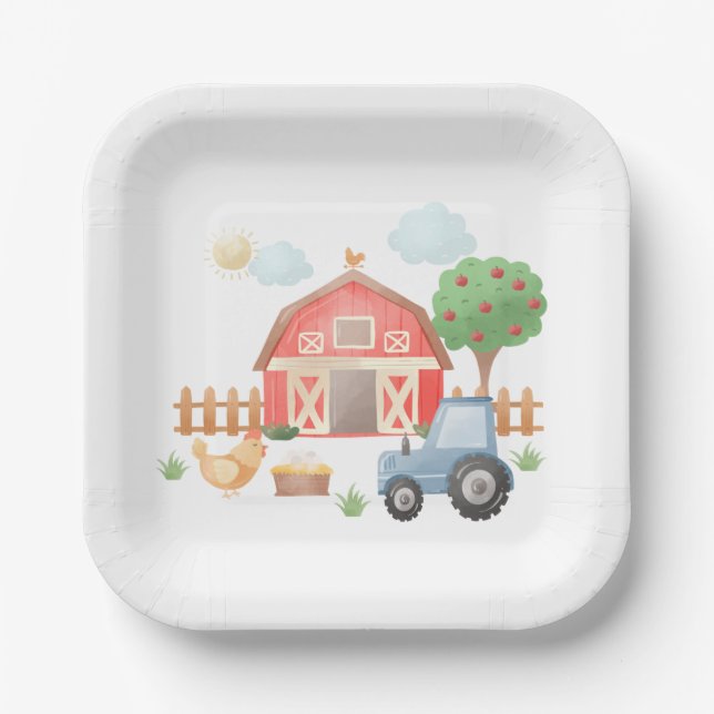 Farm Animals Barnyard Birthday  Paper Plates (Front)